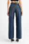 Indigo Washed High Waist Relaxed Fit Wide Leg Jeans - 8