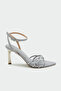 Skate Crystal Stone Gray Satin Women's Heeled Shoes