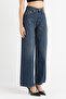 Indigo Washed High Waist Relaxed Fit Wide Leg Jeans - 4