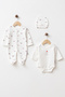 Baby 100% Cotton Piece 3-Piece Suit with Underwear and Beret 3-Piece Newborn Hospital Release Set Yk182121