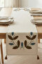 Papatya Bohemian Punch Embroidered Tasseled Cotton Table Runner (40X130 cm) - 6