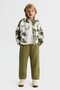 Girl's 4-8 Years Old Motif Linen Bomber Jacket Ecru-Green - 2