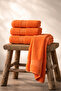4-Piece Bath Towel Set 100% Cotton Certified Striped Border Towel Set 50X90Cm- 70X140Cm Orange - 2