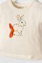 Girl Child 1-4 Years Old Rabbit Printed Short Sleeve T-Shirt Cream