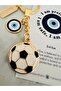 Black and White Fan Keychain – Nazar Beaded Metal Keychain - 3