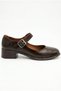 Women's Shiny Bitter Brown Design Loafers Buckled Daily Block Heel Pack Shoes Ballerina Loafers - 3