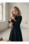 Girl's Cotton Neck Stone Embroidered Long Sleeve K Ribbed Knit Blouse - 5