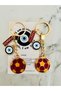Yellow Red Fan Keychain – Nazar Beaded Metal Keychain - Car Keychain - 3