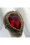 Bronze Jewelry Authentic Red Crystal Stone Damla Hürrem Model Adjustable Vintage Women's Ring - 2