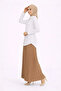 Hijab White Shirt Pleated Skirt Double Set Casual and Office Chic - Brown - 2