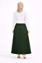 Hijab White Shirt and Pleated Skirt Double Set Casual and Office Chic - Green - 2