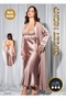 Sweet Night Plus Size Double Satin Nightwear Dressing Gown Set - 2