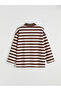 Lcw Modest Brown Polo Neck Striped Women's Sweatshirt Tunic - 3