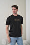 Men's Black Nothing Written High Printed Crew Neck T-Shirt