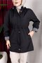 Detachable Hooded Zippered Trench Coat with Waist Tunnel - Black - 6