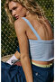 Blue Striped Jacquard Stitch-Free Cropped Bustier - 4