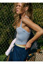 Blue Striped Jacquard Stitch-Free Cropped Bustier - 3