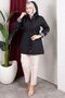 Detachable Hooded Zippered Trench Coat with Waist Tunnel - Black