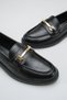 Black Gold Buckled Thick Sole 3 cm Heeled Loafers Comfortable Daily Stylish Women's Shoes - 5