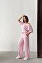Women's Candy Pink Soft Bat Sleeve Blouse Drawstring Waist Wide Leg Two-Piece Set - 7