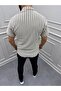 Men's Jacquard Fabric Striped Short Sleeve Shirt - 2