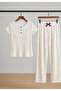 Women's Ruffled Sleeves and Legs 100% Cotton Pajama Set - 6