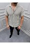 Men's Jacquard Fabric Striped Short Sleeve Shirt
