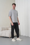 Men's Grey-Black Cotton Pack Crew Neck T-Shirt Pocketed Jogger Pants Top and Bottom Set - 6