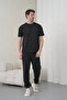 Men's Black Cotton Pack Crew Neck T-Shirt Pocketed Jogger Pants Top and Bottom Set - 5