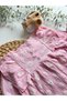 Girl's Daisy Patterned Stylish Cotton Piece Holiday Pink Full Set Outfit - 3