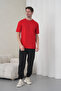 Men's Red-Black Cotton Pack Crew Neck T-Shirt Pocketed Jogger Pants Top and Bottom Set - 2