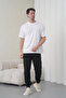 Men's White-Black Cotton Pack Crew Neck T-Shirt Pocketed Jogger Pants Top and Bottom Set - 5