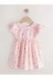 Pink Printed Angel Sleeve Dress - 5
