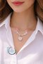 Real Stone Quartz Heart Pendant Women's Necklace 45 cm Stainless Steel Chain Handmade Stylish Design - 2