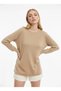 Women's Crew Neck Sweater with Slit Premium Yarns on the Sides, Casual Knitwear 12410.Vrt