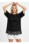 Women's Crew Neck Skirt Lace Detail Combed Cotton Tunic 13005 - 3