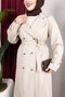 Belt Detail and Lined Full Length Trench Coat Stone - 7