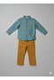 Boy's Suit 100% Cotton, Cotton Pieces, Plain Flared Collar Shirt and Gabardine Pants (Classic Combination) - 3