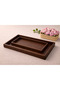 Bamboo Double Tray Set, Serving & Presentation Tray |   20×30 cm – 35×25 Cm, Dark Tone Brown-Acacia - 3