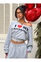 Women's Boyfriend Printed Asymmetrical Collar Cropped Straight Leg Jogger Pants Bottom Top Tracksuit Set