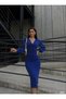    Women's Double Breasted Collar Balloon Sleeve Glittery Crepe Fabric Midi Dress - 2
