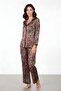 Women's Leopard Long Satin Pajama Bottoms - 2