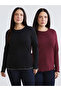 Plus Size Crew Neck Women's T-Shirt 2-Pack - 2
