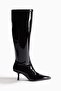 Patent knee-high sock boots