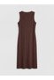 Lcw Comfort Brown Crew Neck Textured Dress - 3