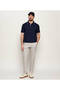 Men's Button Closure Short Sleeve 100% Cotton Blue Polo Collar T-Shirt - 3