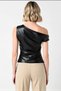 Women's Blouse Asymmetrical Collar Sleeveless Knitted Fitted Fit Side Ruched Regular Length Plain Pattern - 6