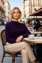 Women's Blouse Narrow Fit Boat Neck Low Sleeve Long Crepe Woven Fabric Plain Pattern Casual Ambient Stylish - 4