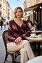 Women's Blouse V-Neck Spanish Sleeve Long E Ethnic Patterned t Tulle Knitted Fabric Fitted Fit Regular Length Stylish - 4