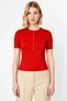 Women's Blouse Crew Neck Short Sleeve Corded Fabric Knitwear Snap Detail Fitted Fit Plain Pattern Fine Texture - 5